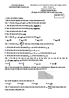 Đề khảo sát chất lượng giữa học kì II môn Toán 12 - Mã đề 123
